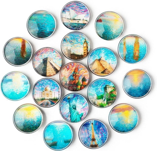 Fridge Magnets,18 Pieces Decorative Glass Magnets