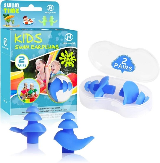 Hearprotek Children's Swimming Ear Plugs, 2 Pairs