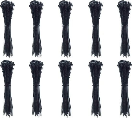 Gemony Cable Ties 1000 Pcs Black Nylon Cable Ties