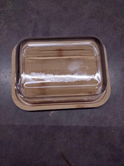 Glass Butter Dish with Bamboo Lid