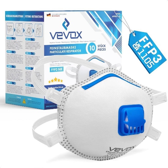 VEVOX... FFP3 Masks with Filter, 10 Pcs