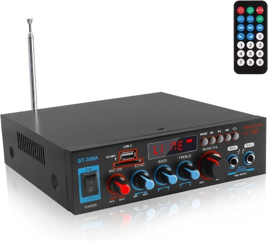 Etlephe Mini Amplifier 800W Hi-Fi Amplifier Stereo Amplifier Bluetooth 5.0 12V 220V FM $32 MSRP