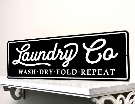 Laundry Co Wash Dry Fold Repeat - Farmhouse Laundry Room Home Decor Wall Sign, $41.95 MSRP