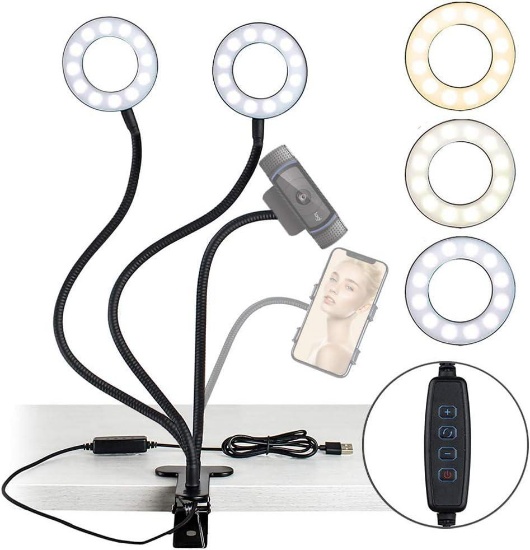 NexiGo 3.5 Inch Dual Selfie Ring Light with Moible Phone & Webcam Holder, $24.99 MSRP