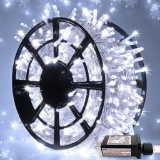 JMEXSUSS 163ft 500 LED White Christmas Lights Outdoor, 8 Modes String Lights Plug, $30.99 MSRP