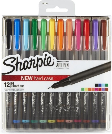 SHARPIE Art Pens Fine Point Assorted Colors Hard Case 12 Pack, $27.60 MSRP