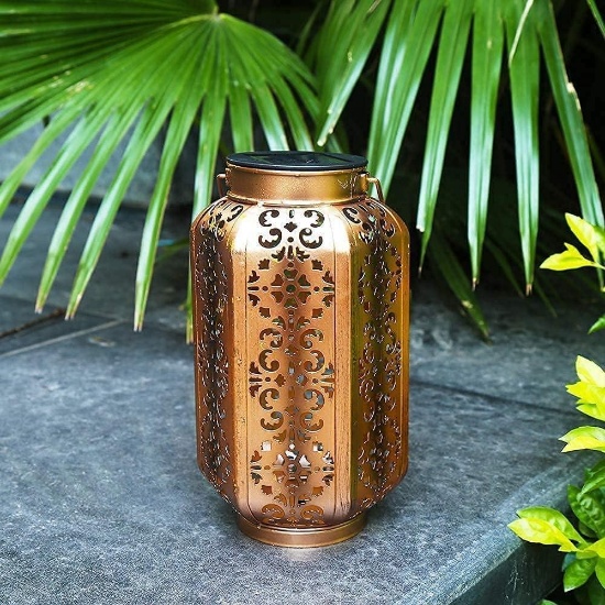 Esgarden Solar Lantern Outdoor Solar Light Metal Hanging Solar Garden Lantern, $44.99 MSRP