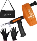 DrainX Drain Auger Pro | Heavy Duty Steel Drum Plumbing Snake, $42.99 MSRP