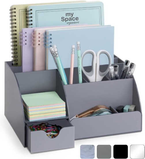 Grey Desk Organizer, 9 Compartments, Office Supplies and Desk Accessories Organizer, $30.99 MSRP