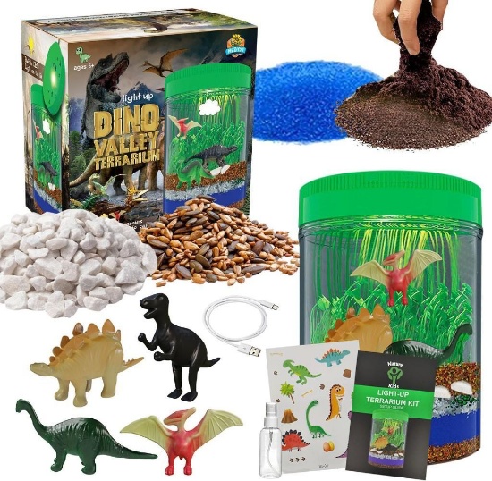 Light-Up Dinosaur Terrarium Kit - STEM Science Kits - Arts & Crafts Educational DIY, $27.95 MSRP