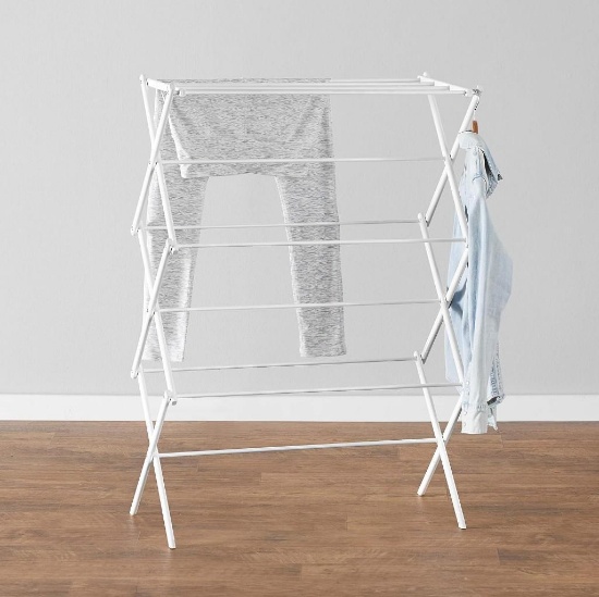 Amazon Basics Foldable Laundry Rack for Air Drying Clothing - White, $29.99 MSRP