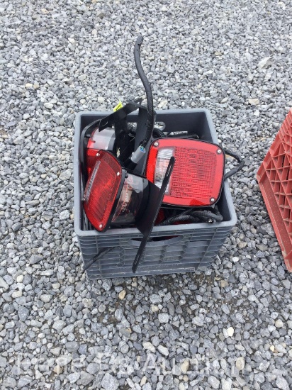 Crate of New/Unused Trailer Lights