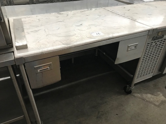4' Stainless counter, marble-look top