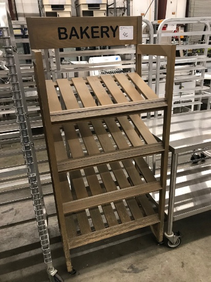 Wood bakery rack on casters