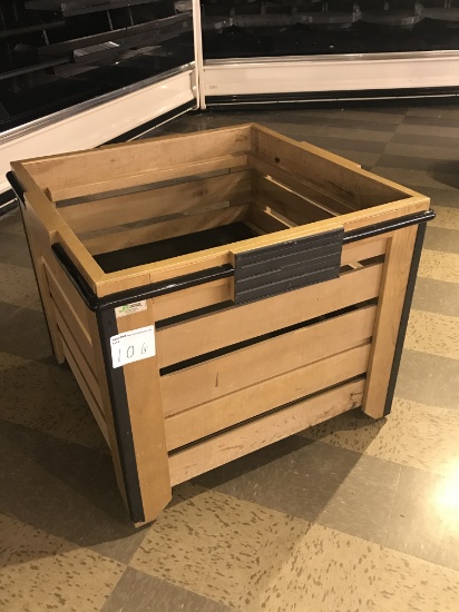 Wood produce display on casters