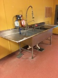 3 compartment stainless sink