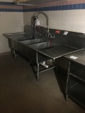 Three bay stainless sink