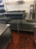 7' Stainless steel table with backsplash and shelf