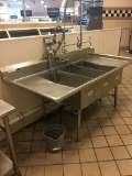 Three bay stainless sink