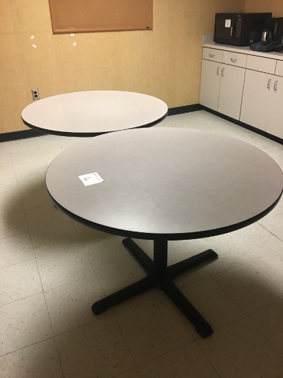 (2) Round tables, sold as one lot