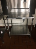 3' Stainless steel table, backsplash/undershelf