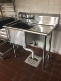 Stainless one bay sink with drainboard