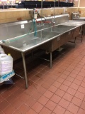 Stainless three bay sink