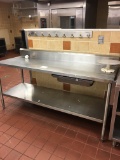 6' Stainless table with backsplash and under shelf