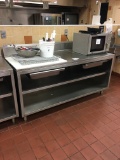 6' Stainless steel cabinet with backsplash and shelves