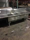Three compartment stainless sink