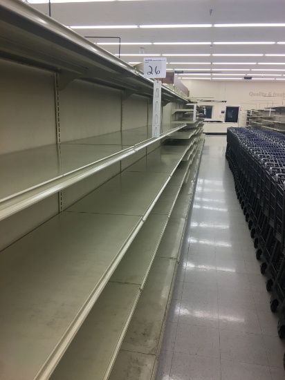 74' Kent gondola shelving, sold by the foot measured down the middle