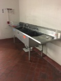 Three bay stainless sink, 10'4
