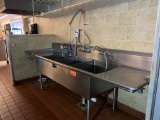 Stainless three bay sink with faucets