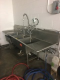 Three bay stainless sink