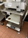 Stainless steel slicer table on casters