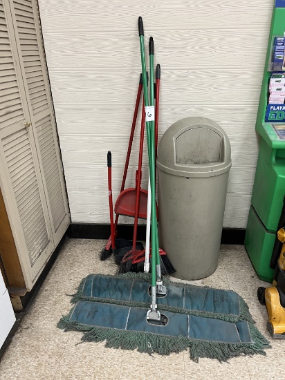 Brooms and Trash Can