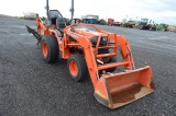 KUBOTA B7500 W/LA302 LOADER, W/ WOODS 6500 3PT BACKHOE, 4WD, 534 HRS,