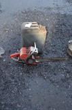 Army fuel can, chain saw