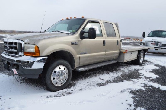 '01 Ford F450 pickup truck w/ 14' aluminum flatbed, diesel, 116,259 miles,