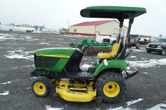 JD 2210 lawn tractor w/ 4,304 hrs, 4wd, 60'' deck, 3pt, canopy, deisel