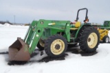 JD 5300 w/ quick attach loader, 6,975 hrs, 8 sp. w/ LHR, 4wd, 3 remotes 540