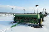 JD 8300 12' grain drill w/ seeder, double disc, marker arms, 7.50-20 marker