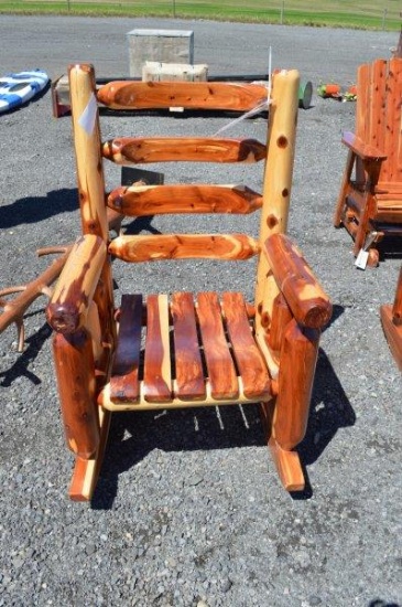 Cedar log rocker, Amish built