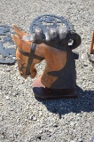 teak wood horse head statue