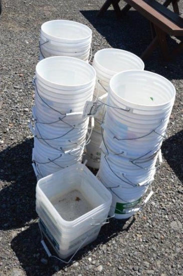 5 stacks of buckets