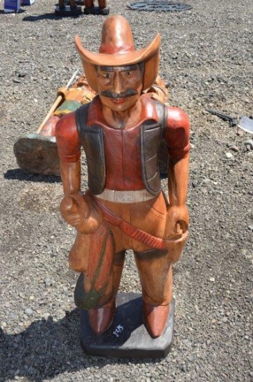 40'' teak wood cowboy statue