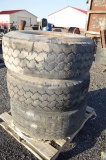 3- 425-65R 22.5 tires w/ rims