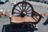 Teak wood wagon wheel bench