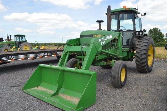 JD 4050 w/ Allied loader, 4,481 hrs,  2 remotes, power quid trans, AC works, 18.4R38 rear rubber
