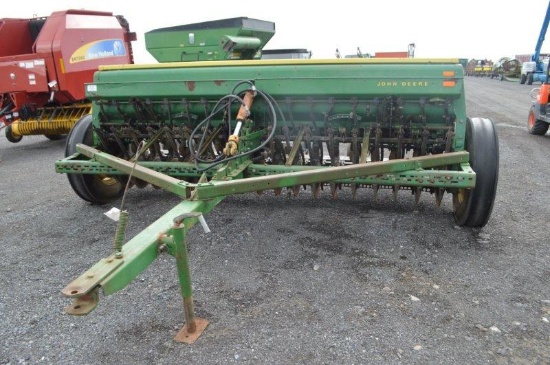 JD 8250 10' grain drill w/ grass seeder, double disc, rear packer wheels